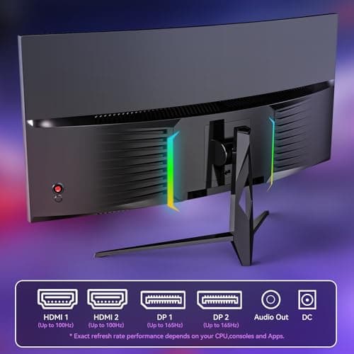 Raywego 34 Inch Ultrawide Curved Monitor Gaming,21:9 WQHD 3440x1440p 165Hz Monitor with RGB Backlight,PIP/PBP,127% sRGB,Crosshair/Timer/FPS/RTS,FreeSync HDMI 2.0 x2 & DP1.4 x 2 5