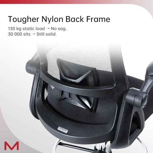 Ergonomic Office Chair, Tall Drafting Desk Chair with Lumbar Support, Flip-Up Armrests, Adjustable Foot Ring, Standing Desk Chair, High Computer Chair 6