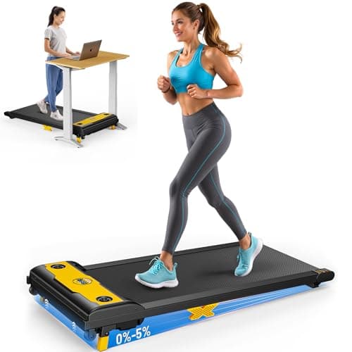 Servfit Walking Pad with Incline, 2.5HP Under Desk Treadmill, 3 in 1 Portable Treadmill with Remote Control, LED Display, Hidden Safety Switch, Mini Walking Jogging Machine for Home Office, Yellow