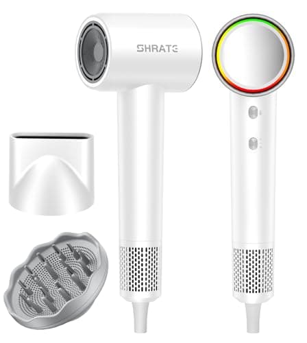 SHRATE Professional High Speed Ionic Hair Dryer | Ultra-Fast Drying | 500 Million Negative Ions | Low Noise | 160000 RPM | Compact Blow Dryer with Magnetic Diffuser for Faster Drying All Hair Types