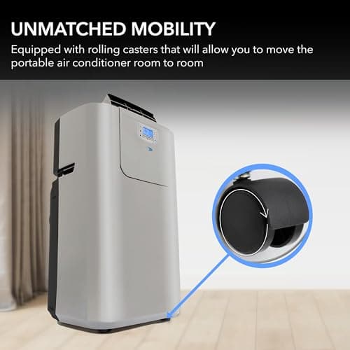 Whynter Portable Air Conditioner 12,000 BTU & Heater with Dual Hose Dehumidifier & Cooling Fan for 400 Sq Ft Rooms, Includes AC Unit Window Kit Elite ARC-122DHP (7,000 SACC), Silver 8