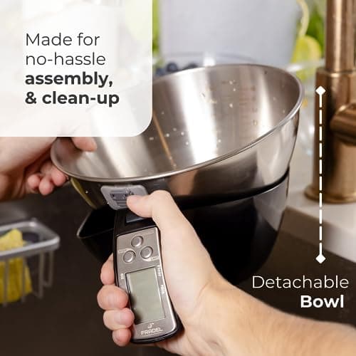 Fradel Digital Kitchen Food Scale with Bowl - 11lb, Grams & Ounces - Removable, Dishwasher-Safe Mixing Bowl - Black 6