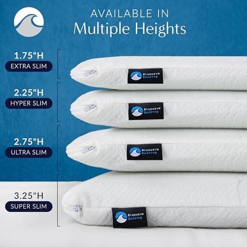 Bluewave Bedding Ultra Slim Gel Memory Foam Pillow for Stomach and Back Sleepers - Thin, Flat Design for Cervical Neck Alignment and Deeper Sleep (2.75-Inches Height, King Size) 5