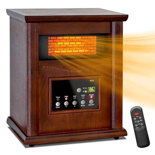 Lifeplus 1500W Electric Infrared Space Heater, Quartz Heater for Indoor Use, Tip-Over & Overheat Protection with Remote Control, 3 Heat Settings, 12H Timer for Large Room Basement Heating