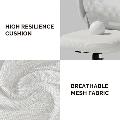 Ollega Computer Desk Chair with Wheels, Mesh Office Chair with Flip Up Arms, Adjustable Lumbar Support, Swivel Desk Chair Comfy, White 5