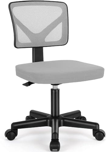 Sweetcrispy Office Computer Desk Chair, Ergonomic Low-Back Mesh Rolling Work Swivel Chairs with Wheels, Armless Comfortable Seat Lumbar Support for Home,Bedroom,Study,Student,Adults, Grey