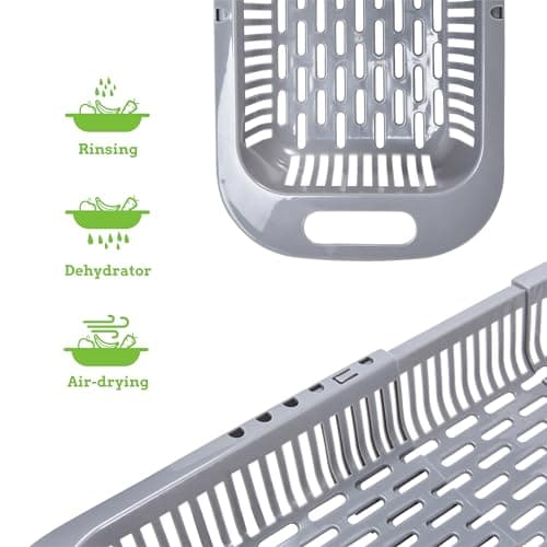 Nourished Essentials Over The Sink Strainer Colander 19 inch - Multi-Purpose Sink Colander for Kitchen Sink for Efficient Food Preparation - Ideal for Rinsing, Draining, Thawing, and Drying - Grey 5