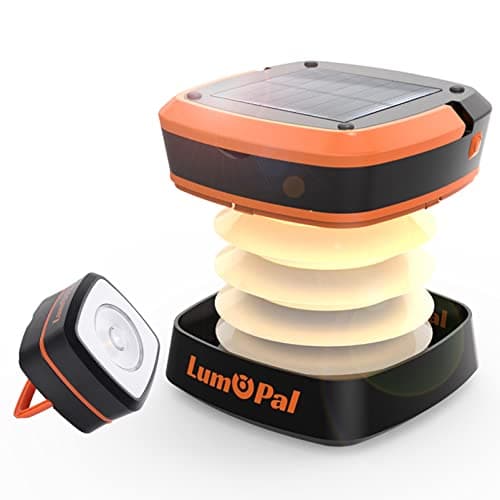 Lumopal Collapsible Solar Camping Light - Rechargeable LED Portable USB Solar Lamp, IP54 Waterproof for Backpacking, Emergency Charger