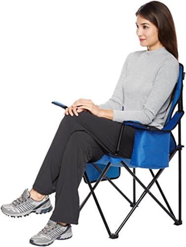 Amazon Basics Portable Folding Camping Chair with 4-Can Cooler, Side Pocket, Cup Holder, and Carry Bag, Sturdy, Breathable Mesh Back, Large, Blue 6