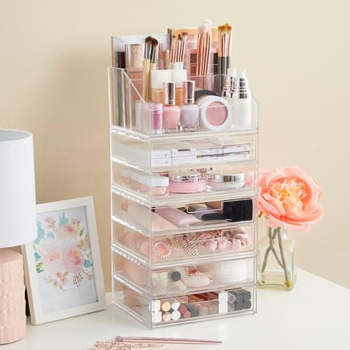 STORi Chloe Space-Saving Clear Drawer Organizer (4 Wide Drawers) Sort Office, Kitchen, Beauty Supplies, Makeup, Pens, Jewelry, Stationary, Made in USA 7