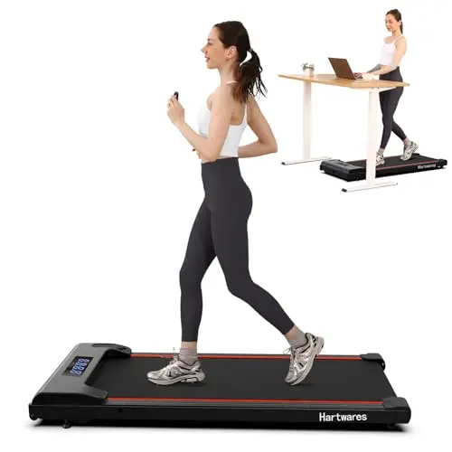 Hartwares Walking Pad Under Desk Treadmill, 2 in 1 Portable Treadmills for Home, 2.5HP Brushless Motorized Electric Walking Treadmill, Small Running Jogging Machine for Home Office, 265 Lbs Capacity