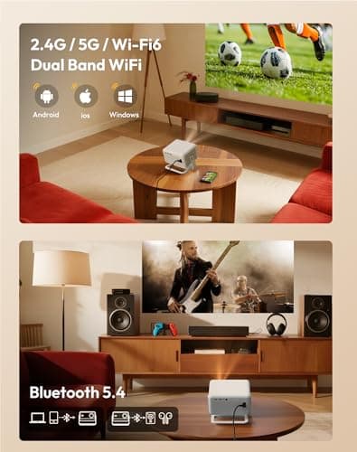 【Compatible with Netflix & Auto Focus】Xgody Gimbal N6 PRO 700 ANSI Native 1080P Smart Projector with WiFi 6 and Bluetooth, 4D Auto Keystone & Voice Controll Portable 4K Support FHD Home Projector 6