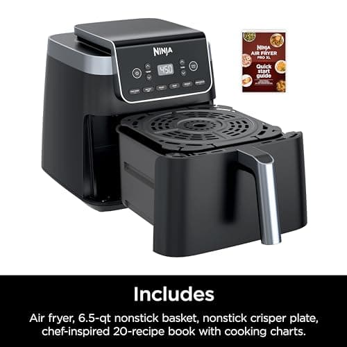 Ninja | Air Fryer | 6.5 QT Pro XL Capacity fits 9lbs of Wings | 6-in-1 Max Crisp, Air Fry, Roast, Bake, Reheat & Dehydrate | Nonstick Basket, Crisper Plate & Recipe Guide | Grey | AF181 10