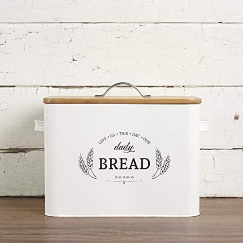 Baie Maison Extra Large White Farmhouse Bread Box for Kitchen Countertop - Breadbox Holder Fits 2+ Loaves - Bread Storage Container Bin - Rustic Bread Keeper Vintage Metal Kitchen Decor for Counter 7