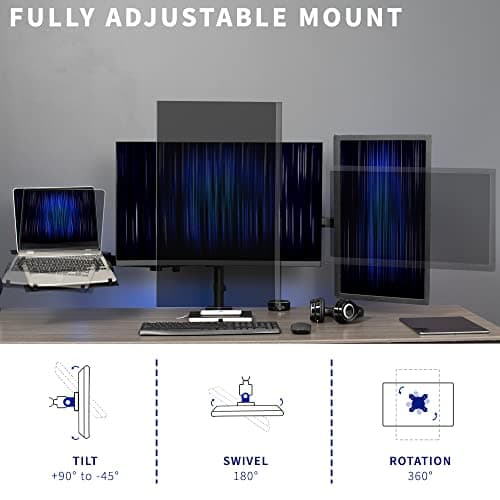 VIVO Dual Monitor + Laptop Mount for 13 to 27 inch Screens and 10 to 15.6 inch Laptops, Triple Screen Viewing, Articulating Arms, Black, STAND-V013L 5