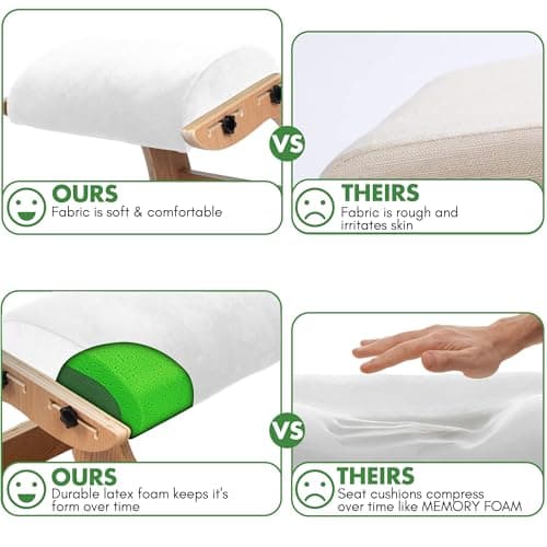 Ecordesk Ergonomic Kneeling Chair, Adjustable Seat - Office Chair for Desk, Posture Corrector, Premium Comfort Cushion, Wooden Rocking Knee Chair (Ivory) 7