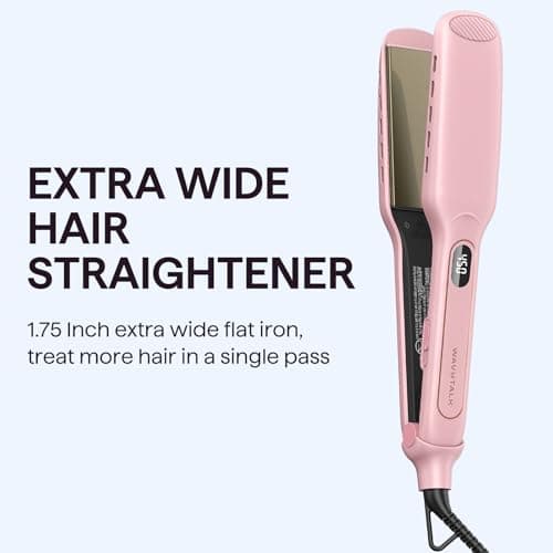 Wavytalk Wet to Straight Hair Straightener, Titanium 1.75 Inch Wide Vent Sesh Flat Iron for Damp or Dry Hair, Straightener with Dual Voltage Leave Silky Smooth Look, 20% Faster Styling, Pink 5