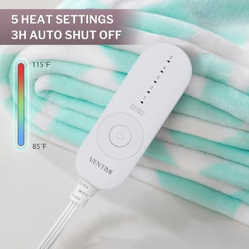 VENTIMI Electric Blanket Heated Throw, 50" x 60" Heated Blanket with 5 Heat Levels & 3 Hours Auto Off, Fast Heating Blankets with ETL & FCC Certification, Green 2