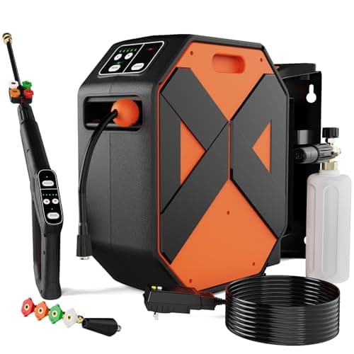 DGIVOVO Electric Pressure Washer, Wall Mounted Pressure Washer, Power Washers Electric Powered 3500 PSI 2.5 GPM, with 100FT Retractable Hose Reel and GFCI Power Cord for Car, Yards, Roads, Floors