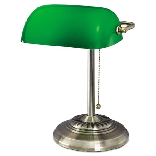 Alera ALELMP557AB Traditional 10.5 in. x 11 in. x 13 in. Banker's Lamp - Antique Brass/Green