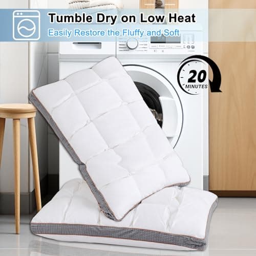 YOUR MOON Soft Pillow Queen for Sleeping, Super Soft Support Down Alternative Pillow, 100% Cotton Shell Luxury Comfy Fluffy Bed Pillows for Sleep(White) 5