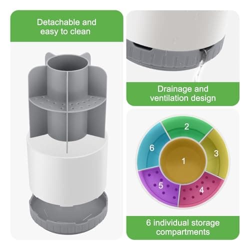 GFWARE Toothbrush Holders for Bathrooms - White Rotating Kids Electric Toothbrush and Toothpaste Holder, Detachable 6 Slots Tooth Brush Organizer Bathroom Countertop Storage 2