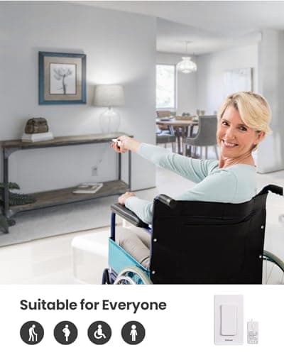 Zoiinet Wireless Lights Switch Kit, Buckle Design & Removable, Muti Way Switch, No WiFi Needed, Programmable, 1300ft Remote Control Lighting Fixture for Led, Ceiling Lights and Lamps 6