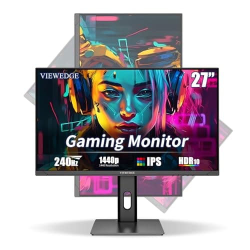 Viewedge Gaming Monitor 27 inch QHD (2560x1440p) 240Hz Computer Monitor, 1ms HDR10 IPS DisplayPort HDMI 2K Vertical Monitor, Wall Mountable Built-in Speakers