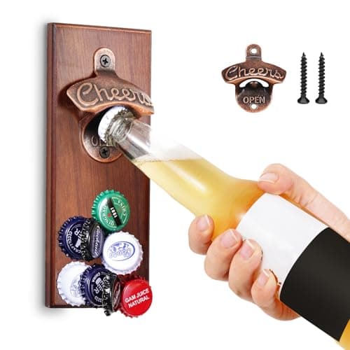 Gifts for Men Dad, Magnetic Beer Bottle Opener Wall Mounted with Auto Catch, Unique Beer Gifts for Men Him Boyfriend Grandpa Husband Uncle, Cool Gadgets for Birthday Housewarming Presents