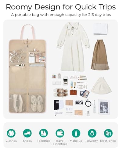 BAGSMART Garment Bags for Travel Foldable Carry on Suit Carrier for Hanging Clothes Stylish Dress Carrier Large Convertible Weekender Garment Bags for Women Men 6