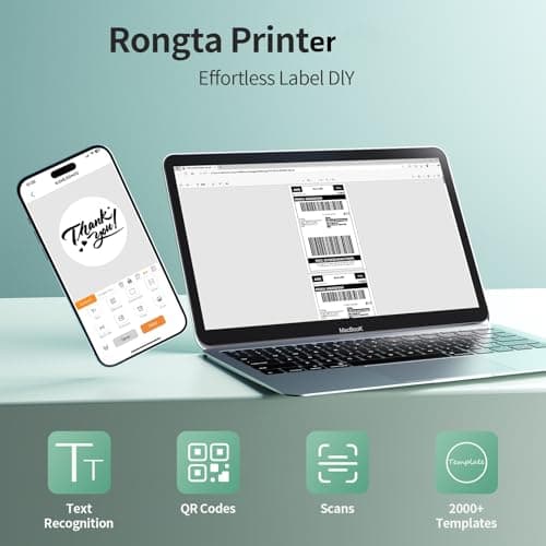 Rongta Thermal Shipping Label Printer, Bluetooth Wireless 4x6 Sticker Label Maker for Package, Compatible with Windows, Mac, Android & iPhone, Used for Business of Amazon, Ebay, Etsy, Shopify UPS 9