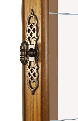 Floor Standing Corner Curio Cabinet, Oak Finish, 72" H x 20.5" W x 13.75" D, Adjustable Glass Shelves, LED Light, Mirrored Back, Assembly Required 9