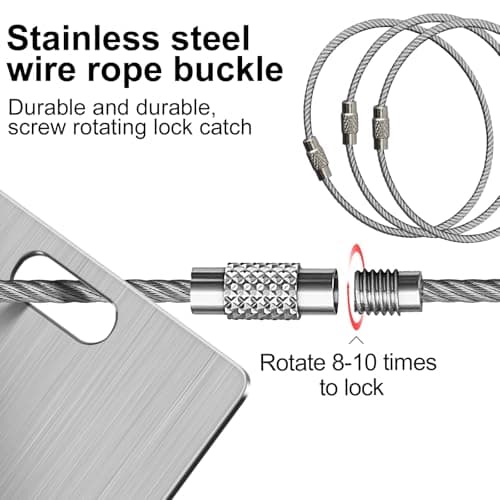 Metal Personalized Initial Luggage Tag - Laser Engraved Stainless Steel Custom Name ID Tags for Suitcase, Bag, Baggage, Backpacks Tag for Kids, Women Travel Essentials Accessories (Silver) 5