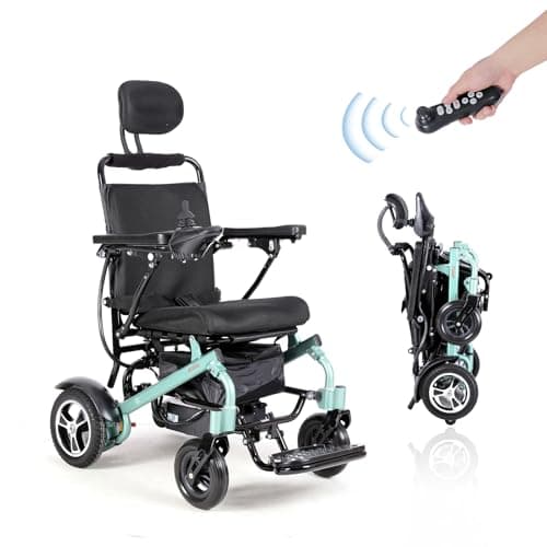 Electric Wheelchairs for Adults, 25 Miles Aluminum Lightweight Wheelchair Foldable for Senior with Bag, 18 inch Motorized Power Wheelchairs, Portable Folding All Terrain 500W Intelligent