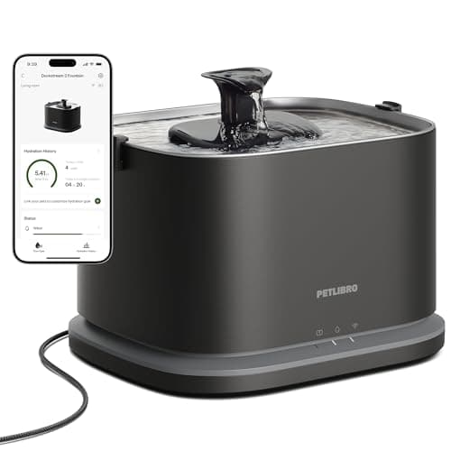 PETLIBRO Upgrade Cat Water Fountain Stainless Steel Tray, Dockstream 2 Cat Fountain Indoor, 3L/101oz Auto Cat Fountains for Drinking, App Monitoring Pet Water Fountain Dog, 5G WiFi Cat Water Dispenser
