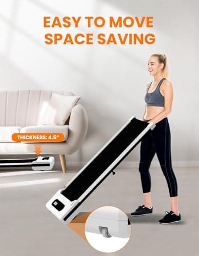 Walking Pad Treadmill, Electric Portable Treadmills with Remote Control, Under Desk Treadmill 2.25HP, Mini Jogging Walking Machine with 265 lbs Weight Capacity for Home Office, White 7
