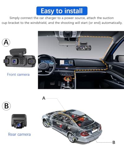 4K 4 Channel Dash Cam Front and Rear, 360°View Dash Camera for Cars with GPS, G-Sensor, 5G WiFi, Loop Recording, App Control, 8 Lamps IR Night Vision, 24/7 Parking Mode, 128G Card 8