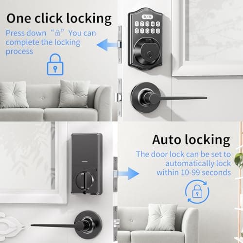 Keyless Entry Door Lock: 100 Fingerprint Capacity, 5-in-1 Smart Deadbolt with Keypad & App—12-Month Battery, Low Alert, Easy Install for Front Door 5