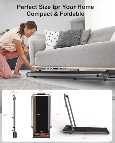 Treadmill Under Desk Walking Pad,2 in 1 Folding Treadmill for Home/Office with Remote Control and APP，Large Screen 7