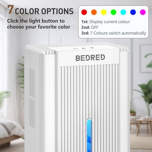 Dehumidifier, 95OZ Dehumidifier for Home 1000 Sq.Ft - Quiet with Auto Shut Off & Relaxing 7 Color Ambient Light,Ideal for Livingroom, Bedroom, Basement(White) 5
