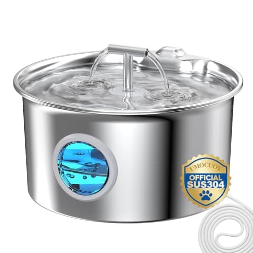 Cat Water Fountain Stainless Steel: 2.6L Cat Fountain for Drinking - Pet Water Fountain for Cats Indoor - Automatic Pet Water Dispenser Bowl - Best Auto Feeding Supplies Gift for Small Dog Large Kitty