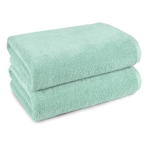 Amazon Basics 2-Pack Quick-Dry Lightweight Moisture Absorbing Bath Towel, 100% Cotton, 54" x 30", Seafoam Green 7