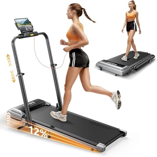 Acezoe Walking Pad with 12% Incline & Height-Adjustable Handlebar, 5-in-1 Foldable Treadmill for Home & Office, Portable Under Desk Treadmill with LED Display & App Control