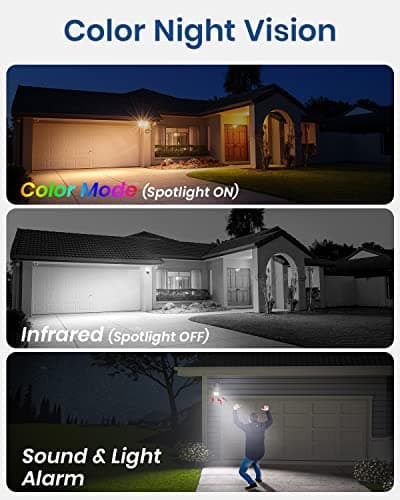 AOSU 2K Security Cameras Outdoor/Home, 360°Pan-Tilt View Timed Cruise 2.4G WiFi Security Camera with Motion Tracking, Spotlight & Siren, 2-Way Audio, Full Color Night Vision, Waterproof 5