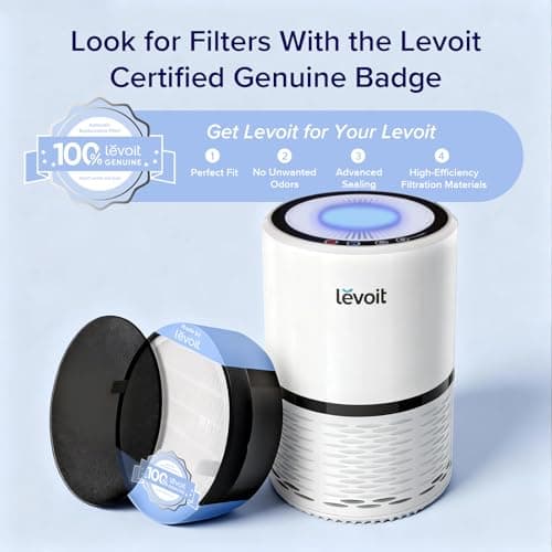LEVOIT Air Purifier for Home, AHAM Verifide, High-Efficiency Filter for Smoke, Dust, Pollen, and Odors in Bedroom, Office, or Nursery, Optional Night Light, Quiet Operation, LV-H132, White 9