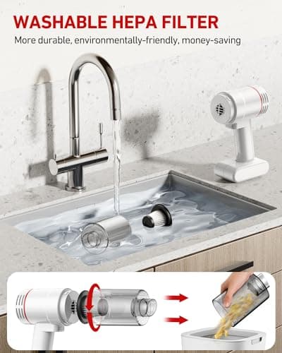 CSCL Handheld Car Vacuum Cleaner Cordless, 15000PA Powerful Suction Car Vacuum High Power Cleaner with LED Light & Multi Accessories, Portable Mini Hand Held Car Vacuum Cleaner for Car Home Office 6