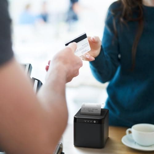 BISOFICE 80mm Receipt Printer ESC/POS Thermal Printer Desktop Direct Print USB+LAN Connection High Efficiency with Auto Cutter Large Paper Bin for Shipping Business Restaurant Kitchen Supermarket 5