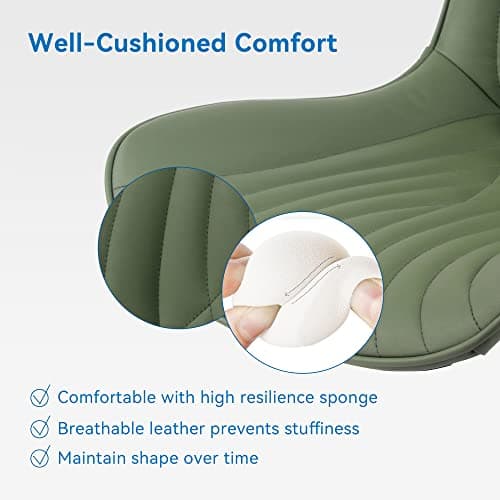 YOUNIKE Office Chair, Armless Desk Chair Computer Chair with Wheels, Modern Upholstered PU Leather Task Chair, Rolling Adjustable Swivel Home Office Desk Chair, Dark Green 9