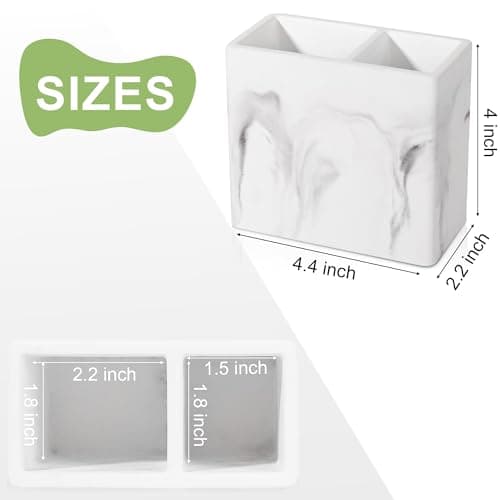 Diatomite Toothbrush Holder 2 Slots Tooth Brush Holder for Bathroom, Kids Electric Toothbrush and Toothpaste Organizer for Countertop, Shower, Vanity, Marble White 5