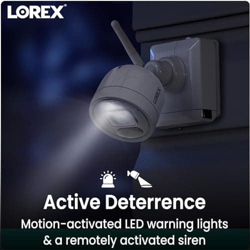 Lorex 2K Security Camera System with 32GB NVR – 8 Channel Battery Operated Wire Free Home Security System with 4 Cameras – Active Deterrence, Person Motion Detection, Weatherproof Outdoor & Indoor 6